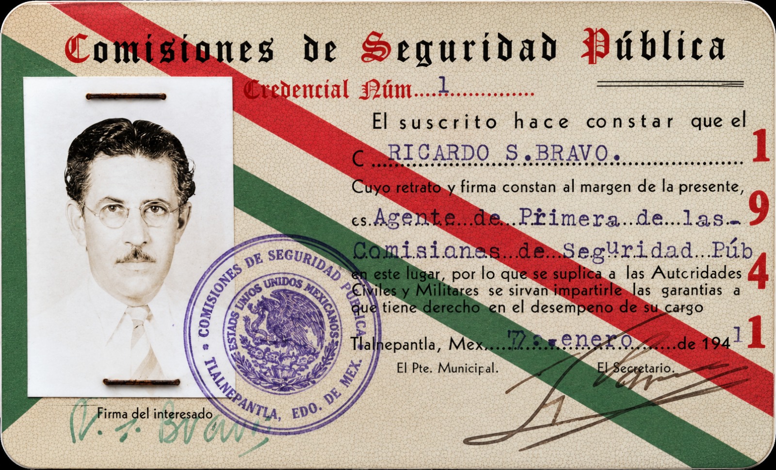 Credencial de Don Ricardo Santiago Bravo Arandia