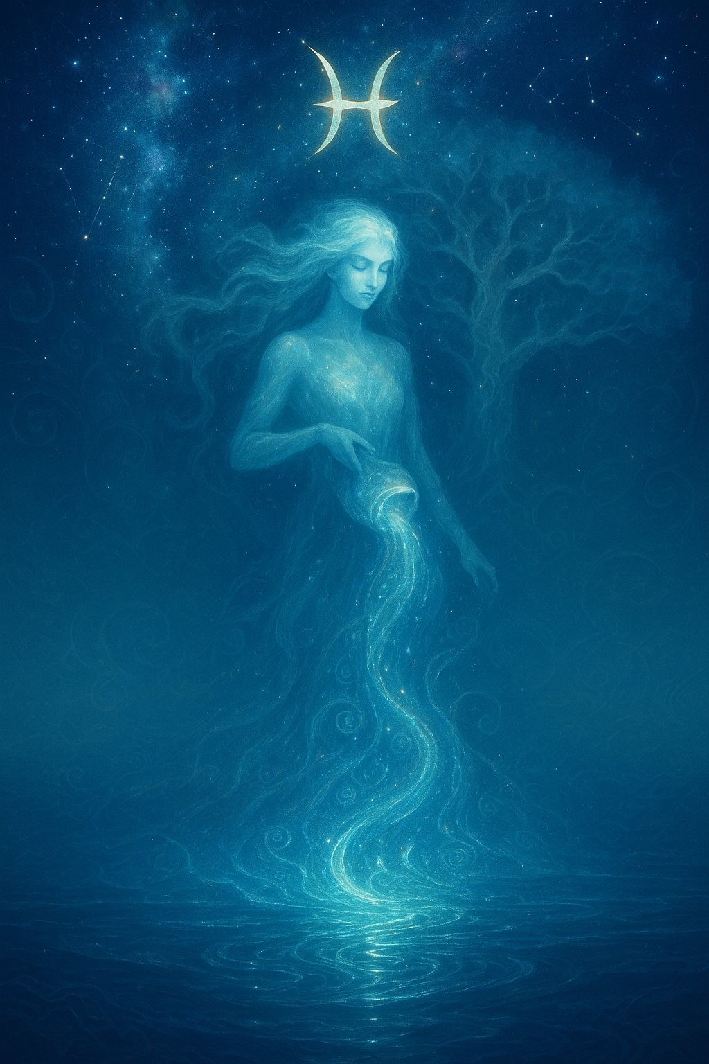 Piscis druídico en agua cósmica